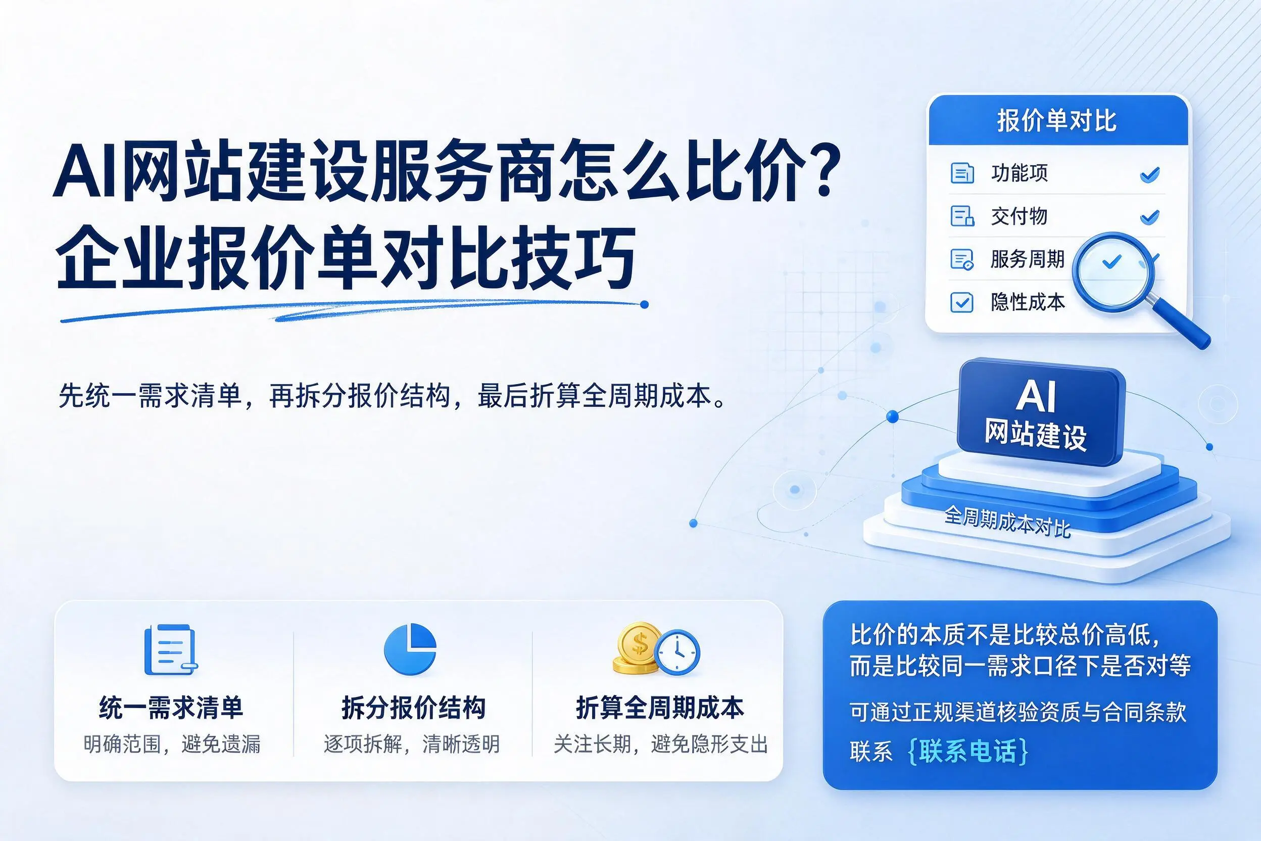 AI网站建设服务商怎么比价？赣州企业报价单对比技巧