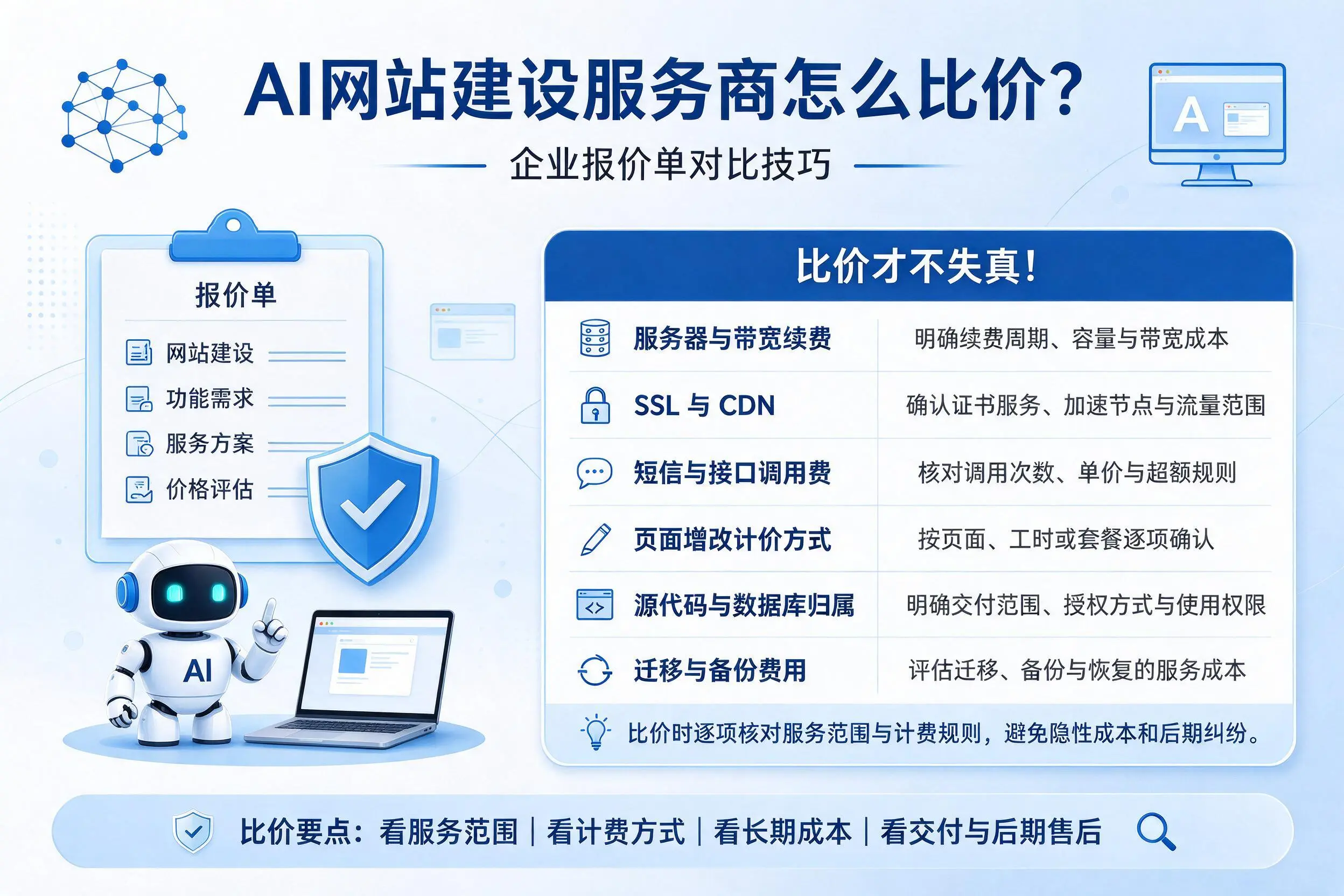 AI网站建设服务商怎么比价？赣州企业报价单对比技巧