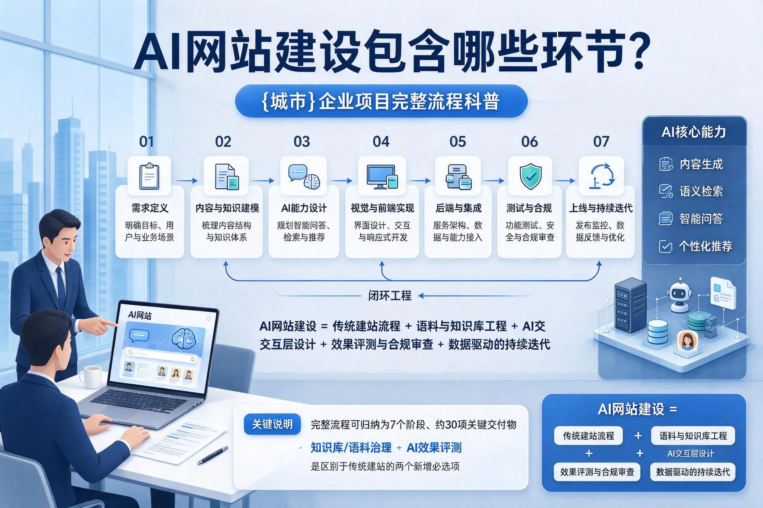 AI网站建设包含哪些环节?赣州企业项目完整流程科普