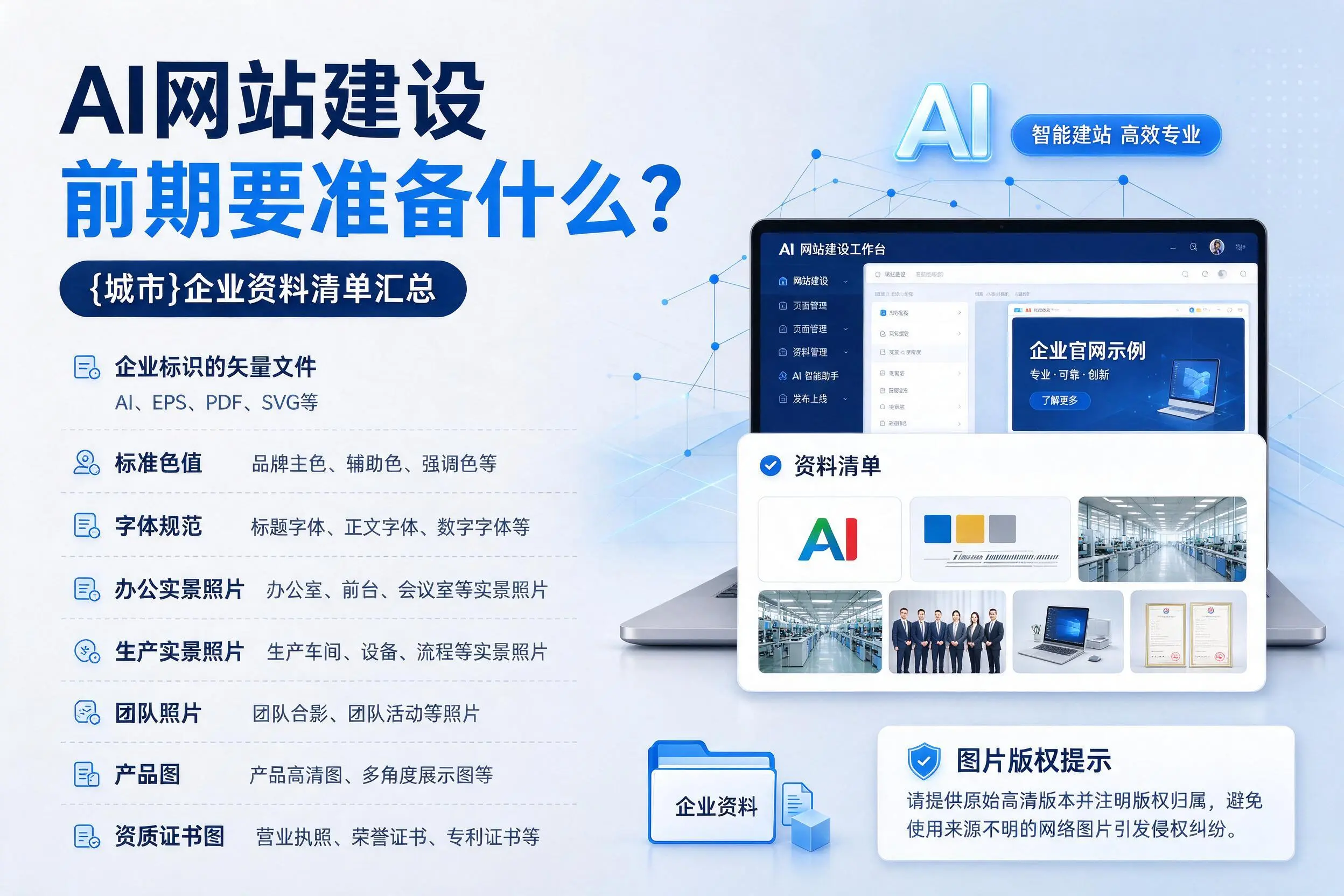 AI网站建设前期要准备什么？赣州企业资料清单汇总
