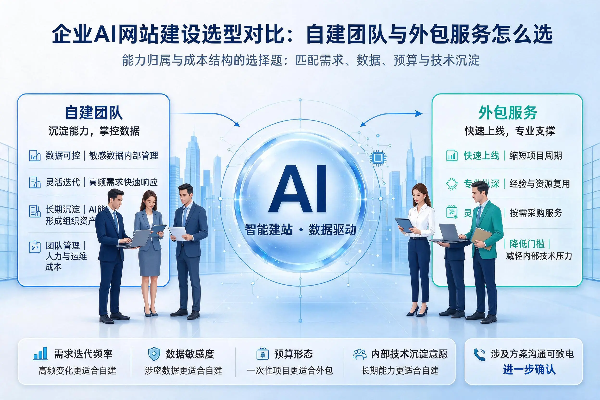 赣州企业AI网站建设选型对比：自建团队与外包服务怎么选