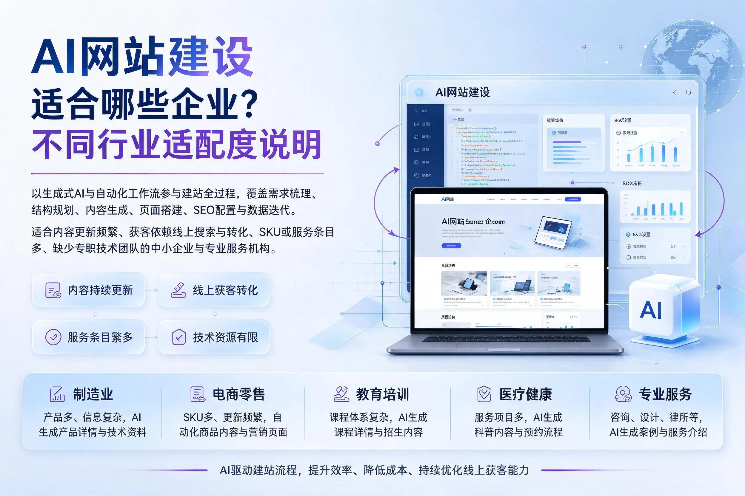 AI网站建设适合哪些企业？赣州不同行业适配度说明